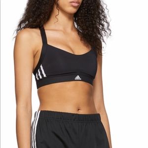 Adidas black white 3 stripes sports bra